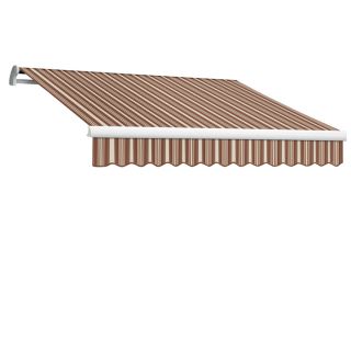 Awntech 14 ft Wide x 10 ft Projection Brown/Terra Cotta Striped Slope Patio Retractable Manual Awning