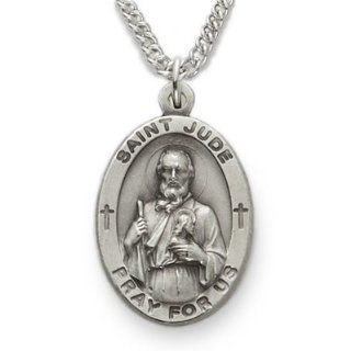 1" Sterling Silver St. Jude, Patron of Hopeless Causes, Engraved Medal on 24" chain Saint Jude Jewelry