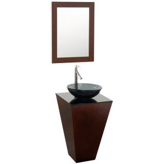 Wyndham Collection Esprit 20.125 in x 20.125 in Espresso Vessel Single Sink Bathroom Vanity with Glass Top