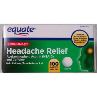 Compare to Excedrin Equate Extra Strength Headache Relief Tablets, Acetaminophen, Aspirin, Caffeine   100ct Health & Personal Care