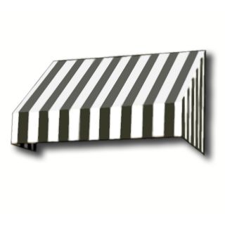 Awntech 4 ft 4 1/2 in Wide x 3 ft Projection Black/White Striped Slope Window/Door Awning