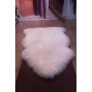 Genuine Bowron Sheepskin Rug Single Pelt Ivory White Fur, 2ft x 3ft   Handmade Rugs