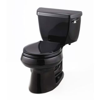 KOHLER Wellworth Black Black 1.28 GPF (4.85 LPF) 12 in Rough In WaterSense Round 2 Piece Standard Height Toilet