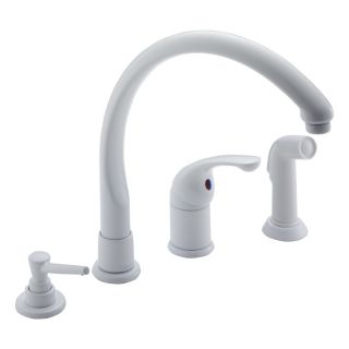 Delta Waterfall White High Arc Kitchen Faucet with Side Spray