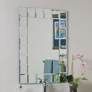 Decor Wonderland Framed Bathroom Mirrors 31.5 in H x 23.6 in W Rectangular Frameless Bathroom Mirror with Hardware and Beveled Edges