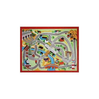 G.A. Gertmenian & Sons Thomas the Train Puzzle 34 in x 46 in Rectangular Multicolor Sports Accent Rug