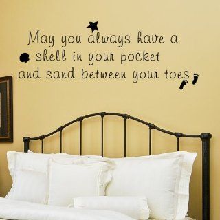 Beach Theme Wall Decal   May you always have a shell in your pocket and sand between your toes   Vinyl Home Decor (Black, Small)  