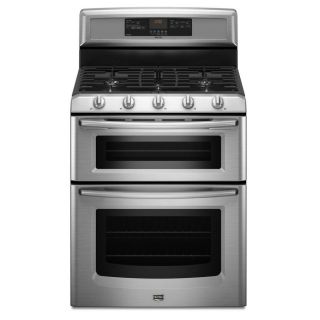 Maytag Gemini 30 in 5 Burner 3.9 cu ft/2.1 cu ft Self Cleaning Double Oven Convection Gas Range (Stainless Steel)