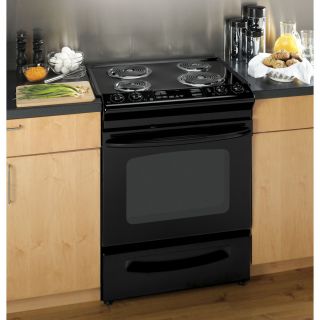 GE 30 in 4.4 cu ft Self Cleaning Slide In Electric Range (Black on Black)