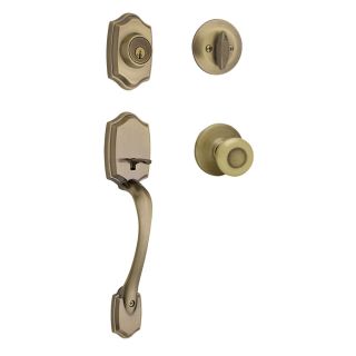 Kwikset Belleview Smartkey Antique Brass Residential Single Lock Keyed Door Handleset