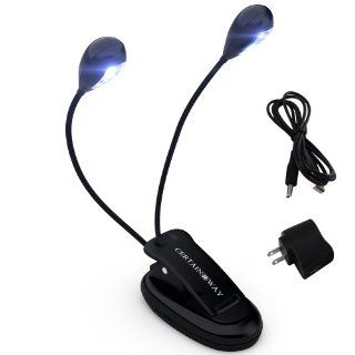 Certain Way Music Stand Light   4 Bulb Dual Head   LED Reading Light, Clip On. Brilliant for Your Portable Music Stand   Travel Book Light   Perfect Musician Gifts   Light up Both Pages of Your Sheet Music Book   Excellent Book Reading Light   Runs on AAA 