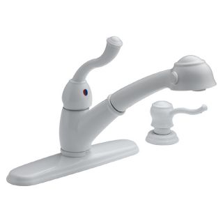 Delta White Kitchen Faucet with Pull Out Spray