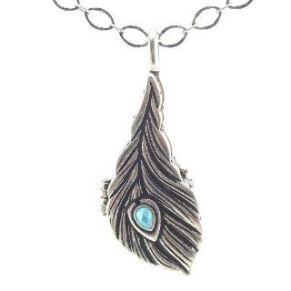 DaisyJewel Urban Bohemian Style Silver Peacock Feather Locket Pendant Necklaces Jewelry