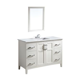Simpli Home Winston 49 in x 21.5 in White Undermount Single Sink Bathroom Vanity with Natural Marble Top