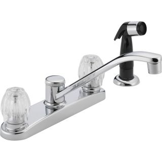 Peerless Chrome Low Arc Kitchen Faucet with Side Spray