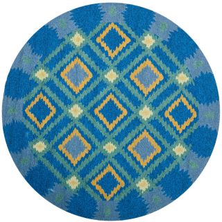 Safavieh Four Seasons 4 ft x 4 ft Round Blue Geometric Indoor/Outdoor Area Rug