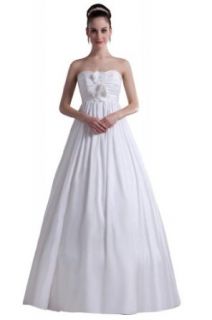 GEORGE DESIGN Brief Strapless Ruched A Line Satin Casual Wedding Dress