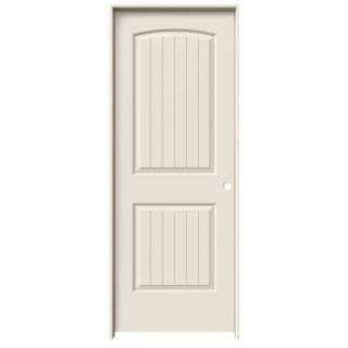 ReliaBilt 2 Panel Round Top Plank Solid Core Smooth Molded Composite Left Hand Interior Single Prehung Door (Common 80 in x 30 in; Actual 81.68 in x 31.56 in)