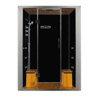 Northeastern Bath Royal Care 84 in H x 32 in W x 59 in L Black Tempered Glass Alcove Shower Kit