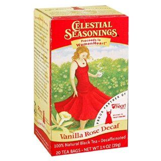 Celestial Seasonings Black Tea, Decaf Vanilla Rose, Tea Bags, 20 Count Boxes (Pack of 6)  Grocery & Gourmet Food