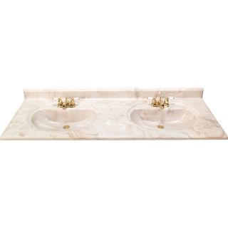 Style Selections Caramel Cultured Marble Integral Double Sink Bathroom Vanity Top (Common 61 in x 22 in; Actual 61 in x 22 in)