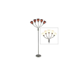Style Selections 68 in 3 Way Switch Brushed Nickel Indoor Floor Lamp with Plastic Shade