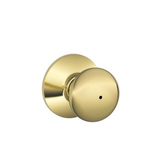 Schlage Bright Brass Round Push Button Lock Residential Privacy Door Knob