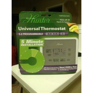 Hunter 44132 5 Minute 5 2 Day Programmable Thermostat, White   Programmable Household Thermostats  