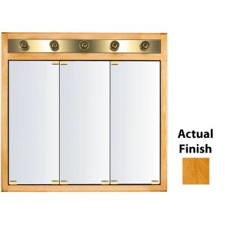 KraftMaid Traditional 35 3/4 in x 33 3/4 in Honey Spice Lighted Maple Surface Mount and Recessed Medicine Cabinet