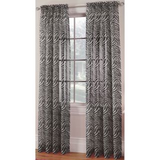 Style Selections Veronica 84 in L Striped Black Rod Pocket Window Curtain Panel