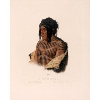 Art Manhsette Kuiuab Chief of the Cree Indians  Aquatint  Karl Bodmer
