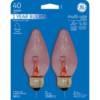GE 2 Pack 40 Watt Medium Base Amber Decorative Incandescent Light Bulbs
