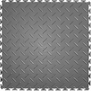 Perfection Floor Tile 20 1/2 in W x 20 1/2 in L Light Gray Diamond Plate Garage Flooring Tile