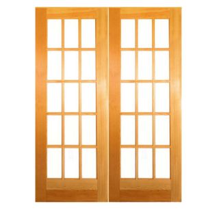 ReliaBilt 15 Lite French Solid Core Pine Reversible Interior French Door (Common 80 in x 60 in; Actual 81.5 in x 61.75 in)