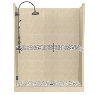 American Bath Factory Java 86 in H x 42 in W x 60 in L Medium with Accent Fiberglass and Plastic Wall Alcove Shower Kit