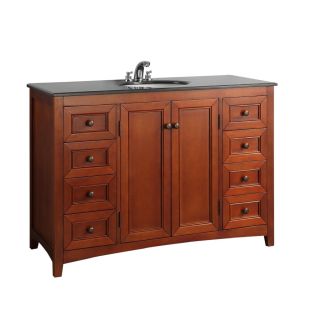 Simpli Home Yorkville 49 in x 21.5 in Warm Cinnamon Brown Undermount Single Sink Bathroom Vanity with Granite Top