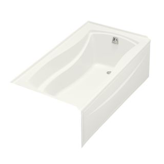 KOHLER Mariposa 66 in L x 36 in W x 20 in H White Acrylic Hourglass in Rectangle Alcove Bathtub with Right Hand Drain