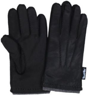 Amicale Men's Handstitched Glove, Black, Large at  Mens Clothing store