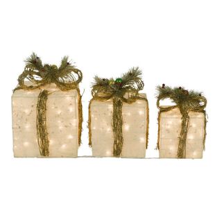 Holiday Living 3 Pack 1.29 ft Glittered Sisal Christmas Gift Boxes