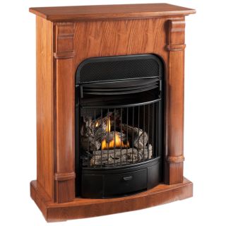 ProCom 29.13 in Dual Burner Vent Free Light Oak Corner or Wall Mount Liquid Propane and Natural Gas Fireplace