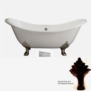 Barclay 71 in L x 30.5 in W x 30 in H White Cast Iron Oval Clawfoot Bathtub with Center Drain