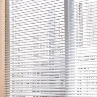 Custom Size Now by Levolor 23 in W x 64 in L White Vinyl 1 in Slat Room Darkening Mini Blinds