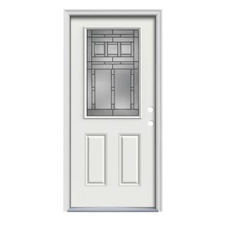ReliaBilt Half Lite Prehung Inswing Steel Entry Door Prehung (Common 80 in x 32 in; Actual 81.75 in x 33.5 in)