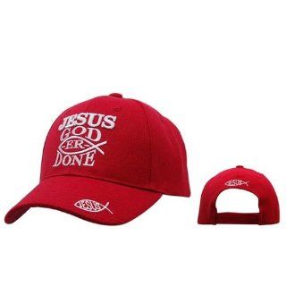 JESUS GOD 'ER DONE Red Christian Baseball Cap/ Hat 