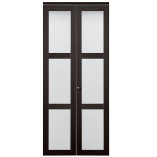 ReliaBilt 24 in x 80 in Espresso 3 Lite Tempered Frosted Glass Interior Bifold Closet Door