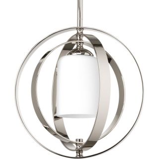 Progress Lighting Equinox 11.375 in W Polished Nickel Pendant Light with Frosted Shade