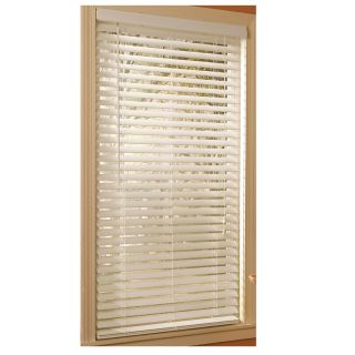 Style Selections 35 in W x 64 in L White Etched Woodgrain Faux Wood 2 in Slat Room Darkening Plantation Blinds