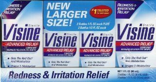 Sterile Visine Advanced Relief Eye Drops, Contains Two 1 oz and Two 0.5 oz Bo Health & Personal Care