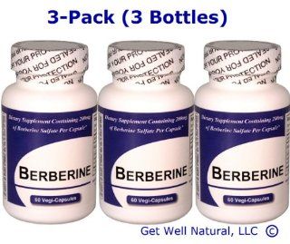 Berberine 3 Pack (3 Bottles)   CONTAINS NO "Beef Bovine Gelatin Capsules" or Magnesium Stearate*  Berberine was Described by Dr Oz 3 Day Cleanse  200mg of High Quality Berberine Sulfate per Capsule   Dietary Supplement Health & Personal Care