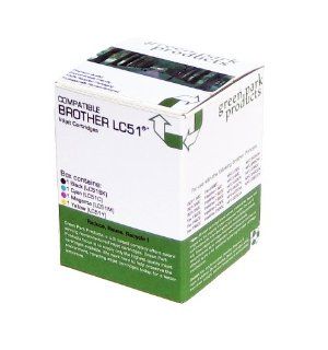Green Park Products Brother LC51 Full Set of Premium Compatible Ink Cartridges. The Box Contains 1 of Each Color Black (LC51BK), Cyan (LC51C), Magenta (LC51M), Yellow (LC51Y) Inkjet Cartridges. LC 51